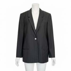 Nordstrom Gallery Vtg Pinstripe Single-Button Linen Blend Blazer Sz 14 Capsule